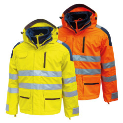 Parka/manteau de travail d'hiver doublé haute visibilité Terra avec  extérieur imperméable, hommes, jaune