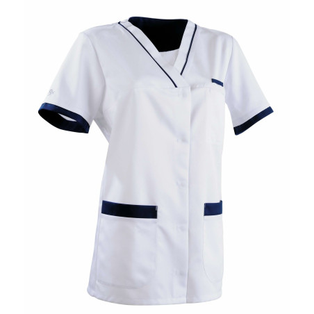 Tunique médicale Femme ALEXANDRA Clemix Semi Cintrée Blanc / Bleu Marine