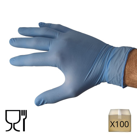 x100 Gants en nitrile non poudrés bleu Kalisya