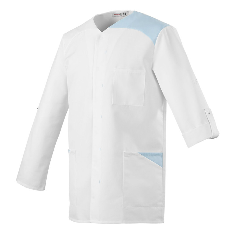 Tunique médicale ML homme FLAVIEN Robur blanc bleu ciel