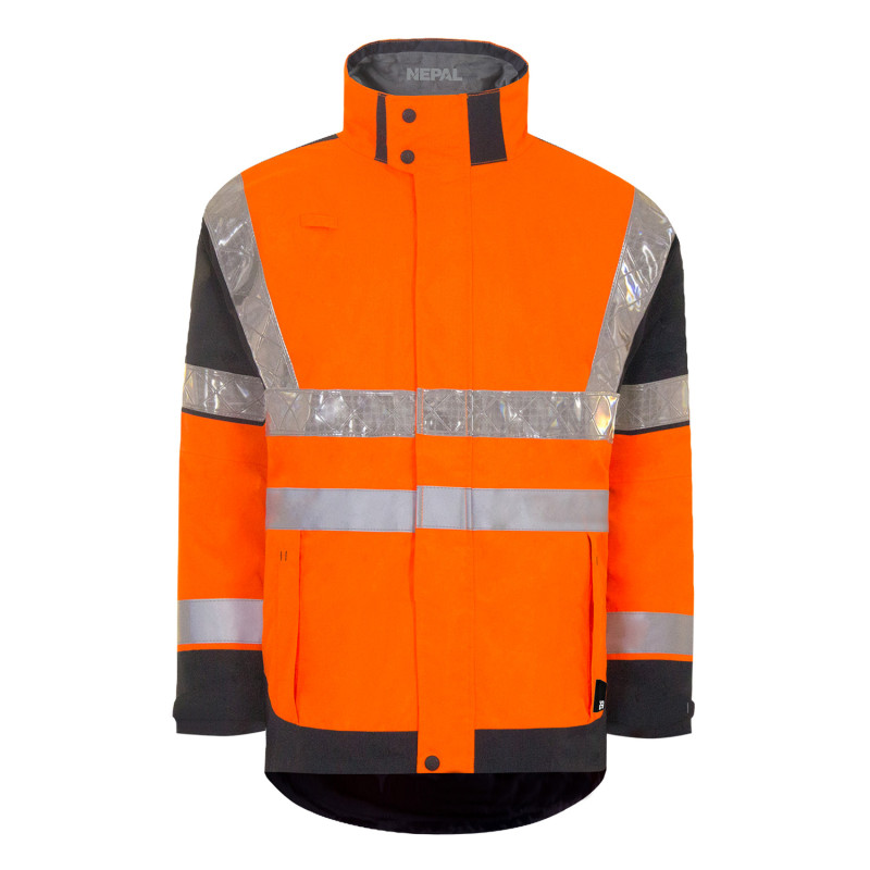 Veste de pluie haute visibilité orange fluo