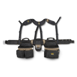 Achat ceinture porte-outils 2 poches coulissantes XL et bretelles ULYSS -  Création artisanale en Cuir Occitanie.
