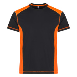 t shirt travail noir orange