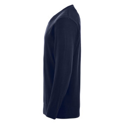 Pull pro homme 100% coton Clique  bleu marine - vue de côté