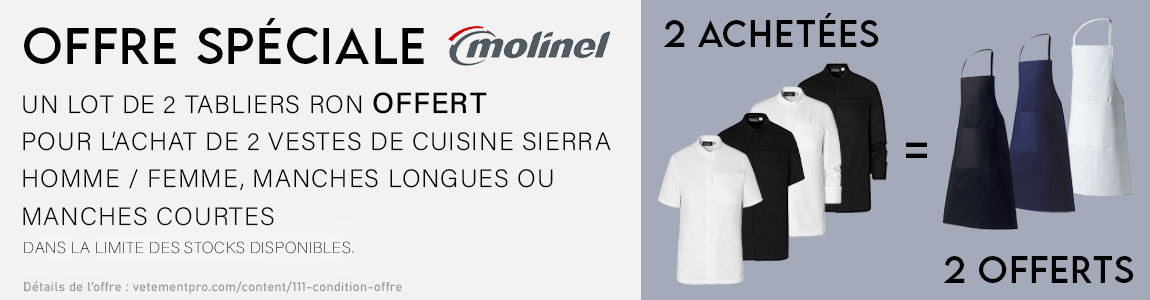 Vêtements de cuisine Molinel | Tenues Restauration Professionnelles